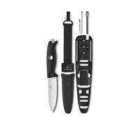 VICTORINOX Navaja suiza de bolsillo Venture Pro, 9 funciones, navaja deportiva de hoja fija incl. hoja de 10,5 cm, pinza y pedernal, espiga completa, negro