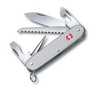 Victorinox Navaja Suiza Farmer Alox, 9 Funciones, con Sierra para Madera | Multiusos para camping y outdoor de 93 mm con cachas de Alox plateadas y hoja grande de acero, hecha en Suiza