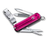 Victorinox Navaja Suiza Nail Clip 580, 8 Funciones, Cortauñas, Rosa | Herramienta de manicura para viaje y uso diario con 8 funciones, tijeras, lima y anilla de 65 mm. Hecho en Suiza