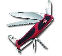 Victorinox Navaja Suiza Ranger 55 Grip para Madera con 12 Funciones | Navaja de bolsillo grande con sierra para madera, hoja bloqueable y mango ergonómico antideslizante. Hecho en Suiza