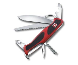 Victorinox Navaja Suiza Ranger 79 M Grip, Multiuso con 12 Funciones, Rojo | Navaja de bolsillo con hoja de apertura a una mano, sierra para madera, pelacables y 130 mm de largo. Swiss Made.