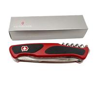 Victorinox Navaja Suiza Ranger Grip 55 Multiusos con Sierra, 12 Funciones | Herramienta ergonómica de 130 mm para carpintería y supervivencia en exteriores con bloqueo de hoja. Hecho en Suiza