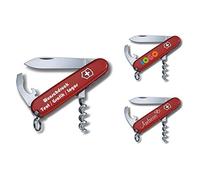 Victorinox Navaja Waiter con Impresión Deseada en La Cáscara I Regalo para Hombres Mujer I para Cumpleaños I Suiza Navaja Personalizada con 9 Funciones 0.3303 - Rojo, 84x23x12mm