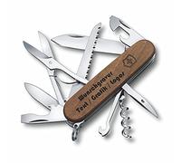 Victorinox- Original Huntsman Wood a Petición con Personalizado Grabado en el Cuchilla o en el Asa Grabado con Logo Motivo Escrito o Gráfico Fina Grabado Láser 1.3711.63