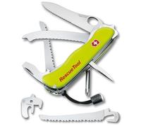 Victorinox Rescue Tool Navaja con 15 funciones, incluyendo sierra cortavidrio y rompecristales, color amarillo fluorescente