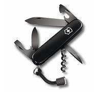 Victorinox Spartan Onyx Black Navaja Suiza Cuchillo Bolsillo 12 Funciones | Herramienta multiusos de 91 mm para EDC y acampada con hojas, sacacorchos y acabados negros. Fabricada en Suiza