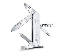 Victorinox Sportsman Limited Edition, 13 Funciones, Swiss Made, Multiherramienta con Destornillador, abrelatas, Llavero, Blanco Christmas, Incluye Caja de Regalo