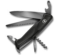 Victorinox Ranger Grip 55 Onyx Black, Navaja de 130 mm con 12 funciones, incluyendo hoja con bloqueo y sierra para madera, de color negro