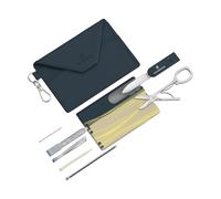 Victorinox Swiss Card Classic, 10 funciones, Swiss Made, multiherramienta para mujer, incl. tarjetero con llavero, New York Style (azul, amarillo)