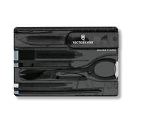 VICTORINOX Swiss Card Classic, navaja multiusos, navaja de bolsillo en formato de tarjeta de crédito, 10 funciones, hoja en punta, tijeras, negro