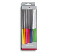 Victorinox Swiss Classic, Cuchillo de desayuno, Cuchillo para panecillos, Hoja afilada, Filo dentado, 11 cm, Mango de plástico, Acero inoxidable, Set de 6, Multicolor