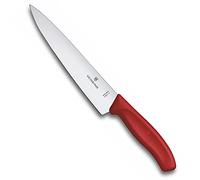 Victorinox Swiss Classic, Cuchillo de trinchar profesional, hoja extra afilada, afilado recto, 19 cm, mango de plástico, acero inoxidable, Rojo