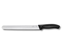 Victorinox Swiss Classic, cuchillo jamonero profesional, hoja extra afilada, afilado esférico, 25 cm, mango de plástico, acero inoxidable, negro