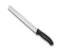Victorinox Swiss Classic, cuchillo jamonero profesional, hoja extra afilada, afilado esférico, 25 cm, mango de plástico, acero inoxidable, negro