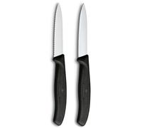 Victorinox Swiss Classic Cuchillo para frutas y verduras, extra afilada, filo recto y dentado, acero inoxidable, Negro
