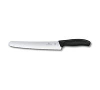 Victorinox Swiss Classic Cuchillo para pan con filo dentado, redondo, fabricado en acero inoxidable, apto para el lavavajillas y de color negro