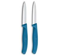 Victorinox Swiss Classic Cuchillo pelador y verdulero para frutas y verduras, Extra afilado, Filo recto y dentado, Acero inoxidable, Azul