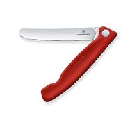 Victorinox Swiss Classic Cuchillo plegable de picnic para senderismo, fruta, verdura, panecillos, salchichas, con hoja recta, extra afilada, Rojo