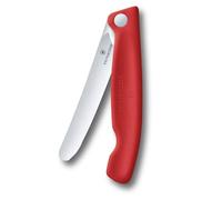 Victorinox Swiss Classic Cuchillo plegable de picnic para senderismo, fruta, verdura, panecillos, salchichas, con hoja recta, extra afilada, Rojo