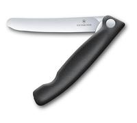 Victorinox Swiss Classic Cuchillo plegable de picnic para senderismo, fruta, verdura, panecillos, salchichas, con hoja recta, extra afilada, Negro