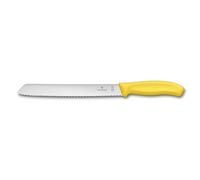 Victorinox Swiss Classic, Cuchillo profesional para pan, Hoja extra afilada, Filo dentado, 21 cm, Mango robusto de plástico, Acero inoxidable, Amarillo