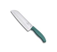 Victorinox Swiss Classic Cuchillo Santoku, cuchillo estilo asiático, hoja extra afilada, filo biselado, 17 cm, acero inoxidable, Verde