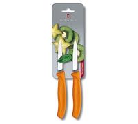 Victorinox Swiss Classic Juego de 2 cuchillos mondadores, con filo dentado, aptos para el lavavajillas, de acero inoxidable, Naranja