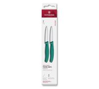 Victorinox Swiss Classic Juego de 2 Cuchillos Peladores, 8 cm, Verde | Ideales para frutas y verduras, hojas de acero inoxidable con filo recto y mangos ergonómicos, Swiss Made
