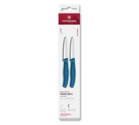 Victorinox Swiss Classic Juego de 2 Cuchillos Peladores de 8 cm, Azul | Ideales para frutas y verduras, hojas de acero inoxidable con filo recto y mangos ergonómicos, Swiss Made