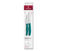 Victorinox Swiss Classic Juego de cuchillos, 2 piezas, hoja recta y filo dentado, acero inoxidable, Swiss Made, Verde