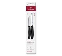 Victorinox Swiss Classic Juego de cuchillos, 2 piezas, hoja recta y filo dentado, acero inoxidable, Swiss Made, negro