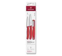 Victorinox Swiss Classic Juego de cuchillos con pelador, cuchillo para pelar y cuchillo para tomates, 3 piezas, hoja extra afilada, rojo