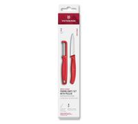 Victorinox Swiss Classic Juego de cuchillos con pelador, para verduras y frutas, 2 piezas, hoja extra afilada, Rojo