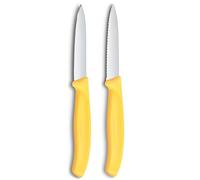 Victorinox Swiss Classic Juego de Cuchillos de Cocina, 2 Piezas, Amarillo | Incluye cuchillo para tomates con filo dentado y pelador de hoja recta para frutas y verduras, de acero inoxidable