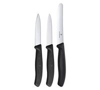 Victorinox Swiss Classic juego de cuchillos de cocina 3 piezas con cuchillo pelador y cuchillo sierra para verduras y tomates, acero inoxidable, negro