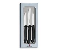 Victorinox Swiss Classic juego de cuchillos de cocina 3 piezas con cuchillo pelador y cuchillo sierra para verduras y tomates, acero inoxidable, caja de regalo negra