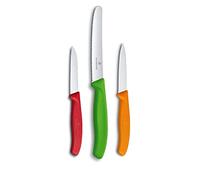 Victorinox Swiss Classic Juego de 3 cuchillos cocina, Peladores, Inoxidables, Aptos para el lavavajillas, Colorado