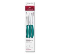 Victorinox Swiss Classic Juego de cuchillos de cocina, 3 piezas, cuchillo para pelar, cuchillo para tomates y cuchillo para desayunos, Mango de plástico robusto, Acero inoxidable, Verde
