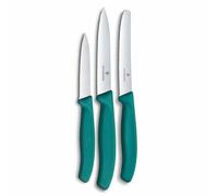 Victorinox Swiss Classic Juego de Cuchillos de Cocina, 3 Piezas, Verde | Incluye cuchillo para tomates, para panecillos de 11 cm y pelador de 8 cm con mango ergonómico. Swiss Made