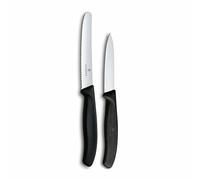 Victorinox Swiss Classic Juego de Cuchillos de Cocina y Mesa de 2 Piezas | Hojas de acero inoxidable de 8 y 11 cm para fruta y verdura con mangos ergonómicos negros. Swiss Made