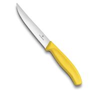 Victorinox Swiss Classic juego de cuchillos de mesa chuleteros 2 piezas, cuchillo sierra para carne, hoja de 11 cm con filo ondulado en acero inoxidable, amarillo