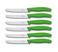 Victorinox Swiss Classic Juego de Cuchillos de Tomate, 6 Piezas, Color Verde, Acero Inoxidable Polipropileno (PP), Talla única