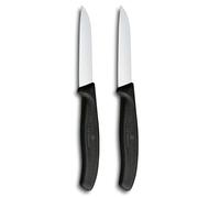 Victorinox Swiss Classic Juego de cuchillos para pelar frutas y verduras, 2 piezas, corte recto, extra afilado, Negro