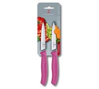 Victorinox Swiss Classic, Juego de cuchillos para tomate y pelar, 2 piezas, Hoja extra afilada, Mango de plástico, Acero inoxidable, Swiss Made, Rosa