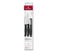 Victorinox Swiss Classic Juego de navajas con pelador, cuchillo para pelar y cuchillo para tomates, 3 piezas, hoja extra afilada, negro