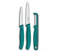 Victorinox Swiss Classic Juego de navajas con pelador, cuchillo para pelar y cuchillo para tomates, 3 piezas, hoja extra afilada, Verde