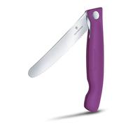 Victorinox Swiss Classic Navaja Plegable de Picnic, Filo Dentado, 11 cm | Ideal para fruta, verdura y panecillos. Hoja de acero inoxidable plegable de forma segura con mango de polipropileno