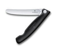 Victorinox Swiss Classic, cuchillo profesional para tomate y mesa, hoja extra afilada, filo dentado, 11 cm, acero inoxidable, negro