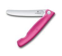 Victorinox Swiss Classic Navaja plegable de picnic para senderismo, fruta, verdura, panecillos, salchichas, filo dentado, extra afilada, Rosa