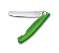 Victorinox Swiss Classic Navaja plegable de picnic para senderismo, fruta, verdura, panecillos, salchichas, filo dentado, extra afilada, Verde